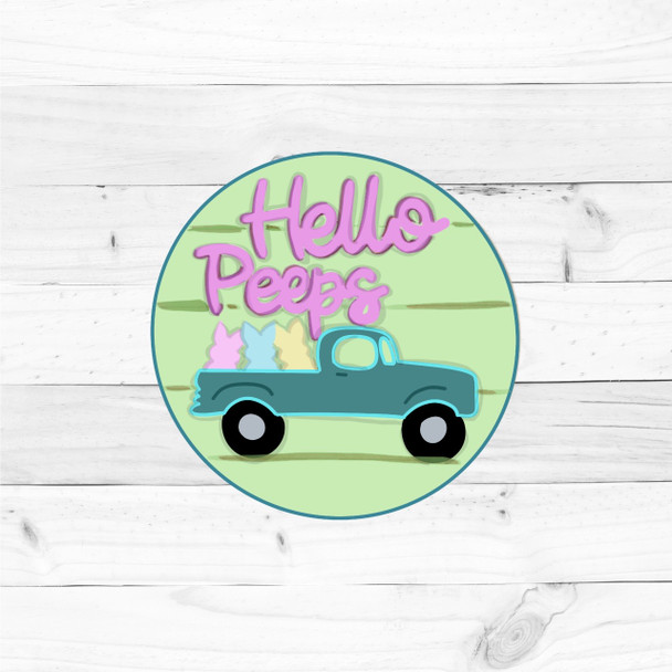 Hello Peeps Layered Piece, 16" set on 1/8" DIY Craft Art, Unfinished Craft