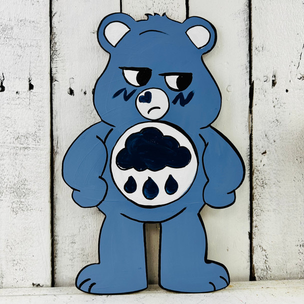 Mr. Grumpster Bear, Cartoon Shape, MDF Wooden Craft, Unfinished Craft