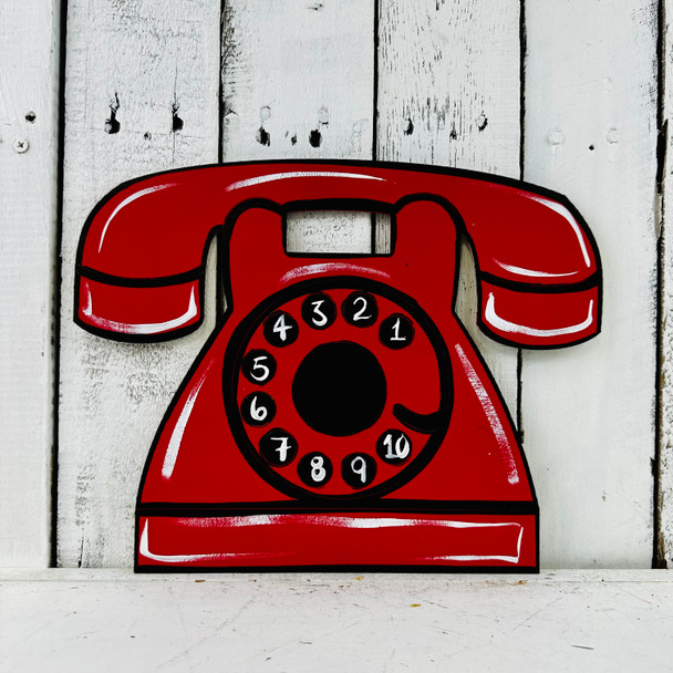 Rotary Phone, Unfinished Wood Cutout, Paint by Line