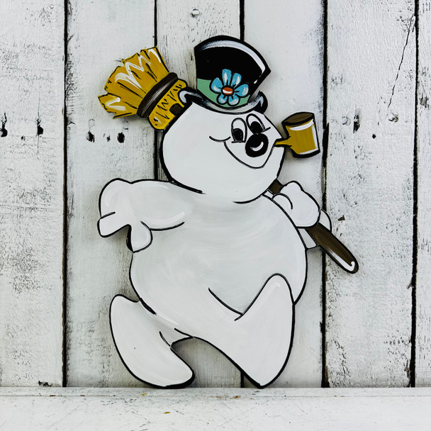 Snowman with Broom, Christmas Shapes, Unfinished Wood Cutout, Paint by Line