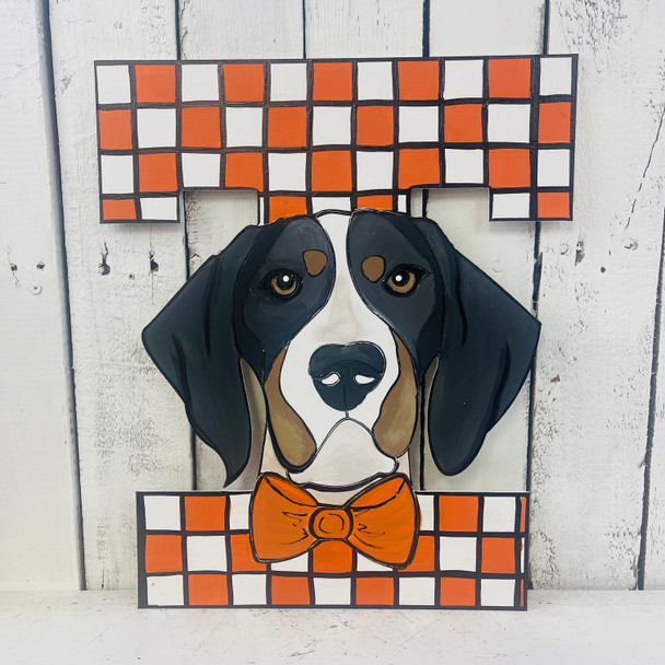 Bluetick Coonhound, School Shape, Unfinished Wood Cutout, Paint by Line