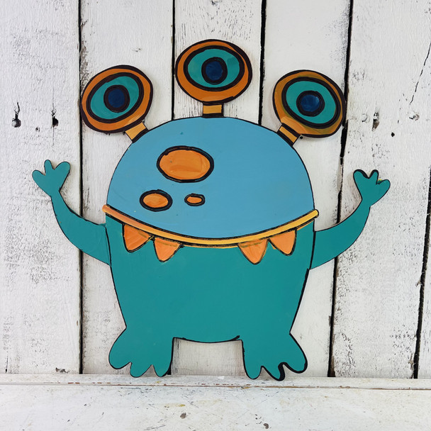 Three-Eyed Alien, Kids Shape Unfinished Wood Cutout, Paint by Line