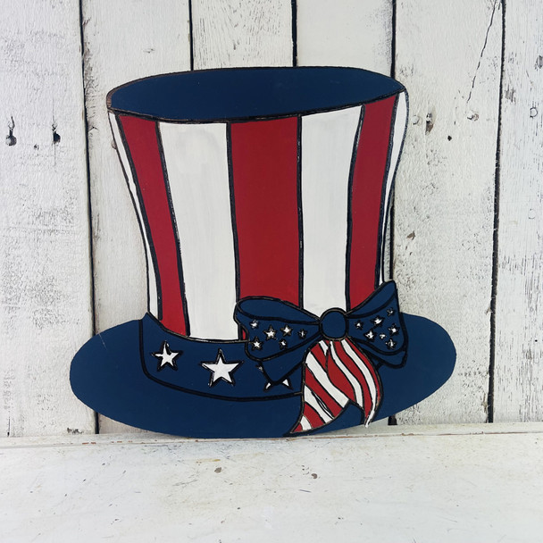 Uncle Sam's Hat, Kids Shape Unfinished Wood Cutout, Paint by Line