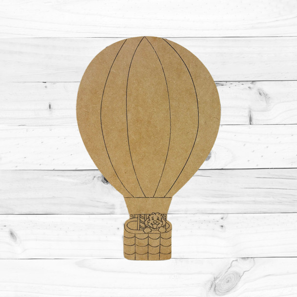 Dog in Air Balloon, Kids Shape Unfinished Wood Cutout, Paint By Line