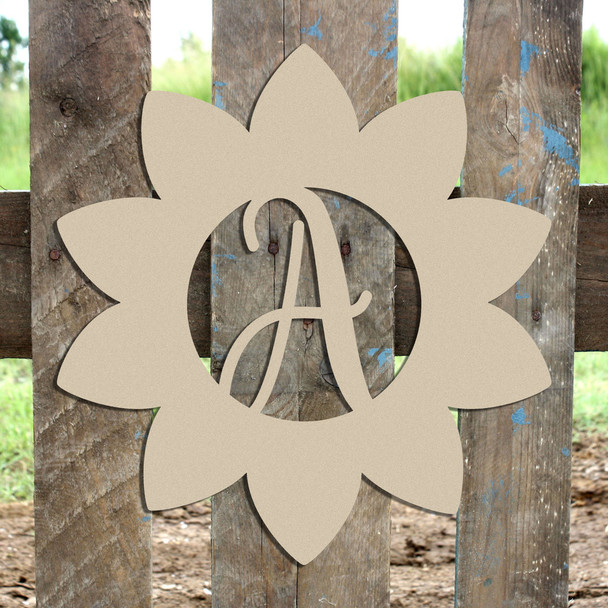 Sunflower Frame (Freestyle) Monogram Unfinished DIY Craft