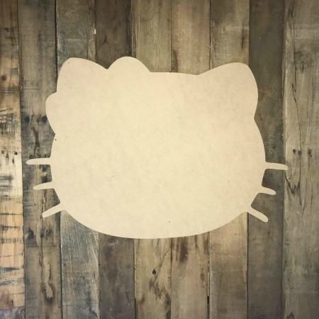 Kitty with bow Unfinished Cutout, Wooden Shape, Paintable Wooden MDF