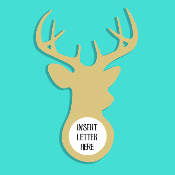 Deer Head Frame Letter Insert Wooden Monogram Unfinished DIY Craft