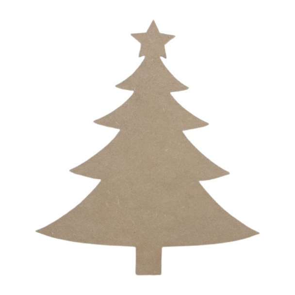 Wooden Christmas Tree With Star, Wood Unfinished Cutout, DIY Craft