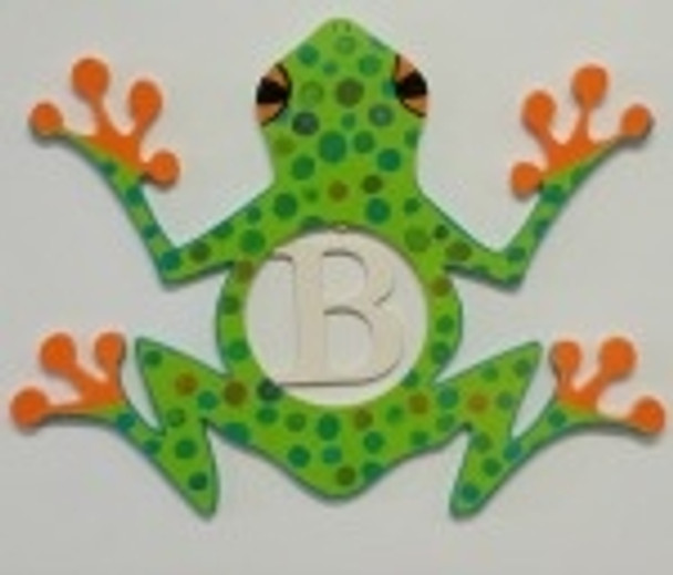 Frog Frame Letter Insert Wooden Monogram Unfinished DIY Craft