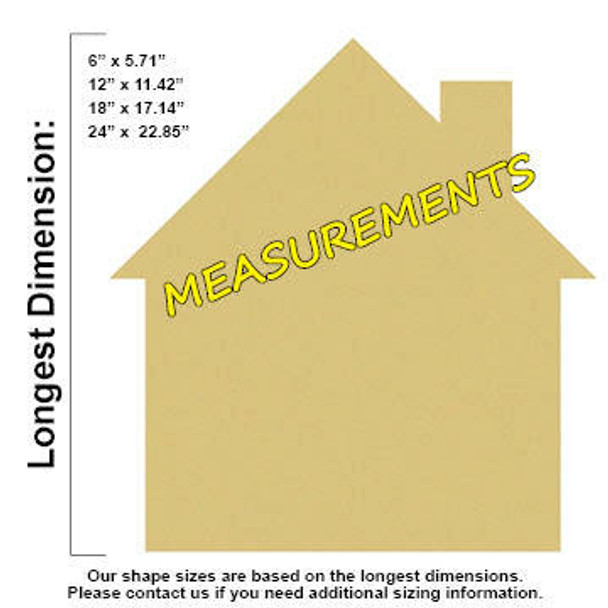 House Unfinished Cutout Paintable MDF DIY Craft MEASUREMENTS