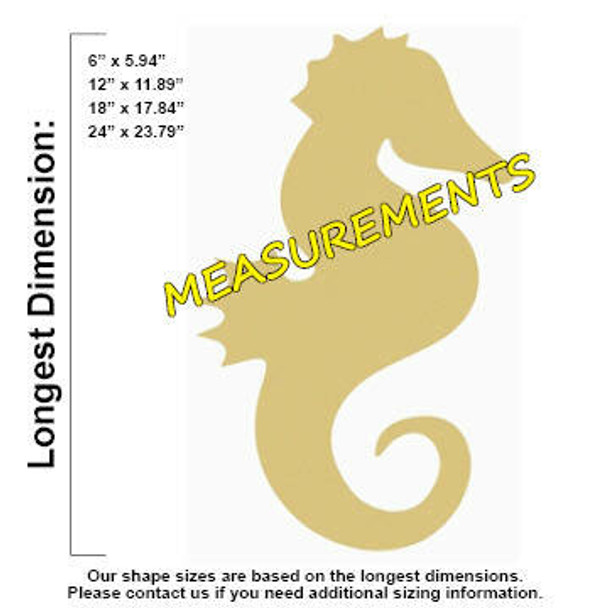 Seahorse Unfinished Wooden Cutout Paintable Wooden MDF MEASUREMENTS