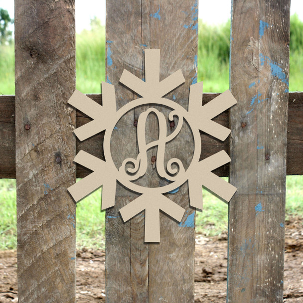 Snowflake Monogram Letter, Frame Wooden - Unfinished  DIY Craft