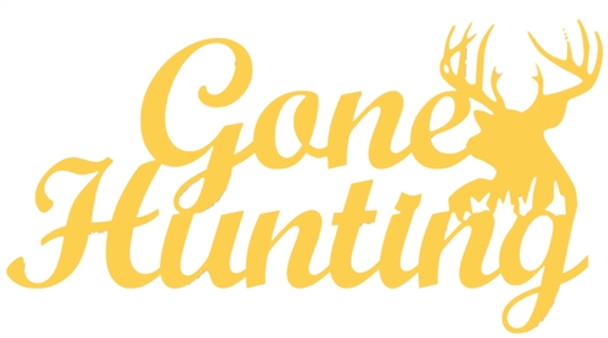 Unfinished Gone Hunting Deer Wooden Sign Connected Word Paintable