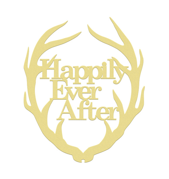 Antler Happily Ever After, Unfinished Cutout, Wooden Shape, MDF DIY