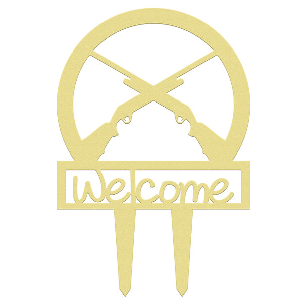 Unfinished outdoor welcome DIY wooden yard art pattern shotguns sportsman sign