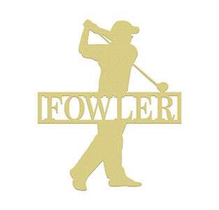 Golfer Man Frame Family Name, Unfinished Framed Monogram