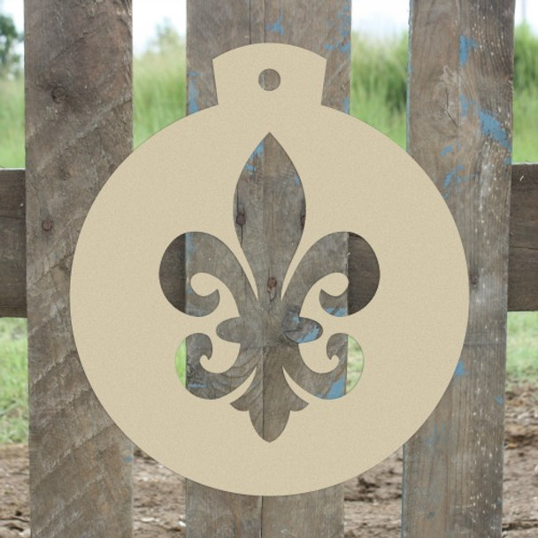 Christmas Ornament Fancy Fleur de Lis Unfinished Cutout, Wood Shape