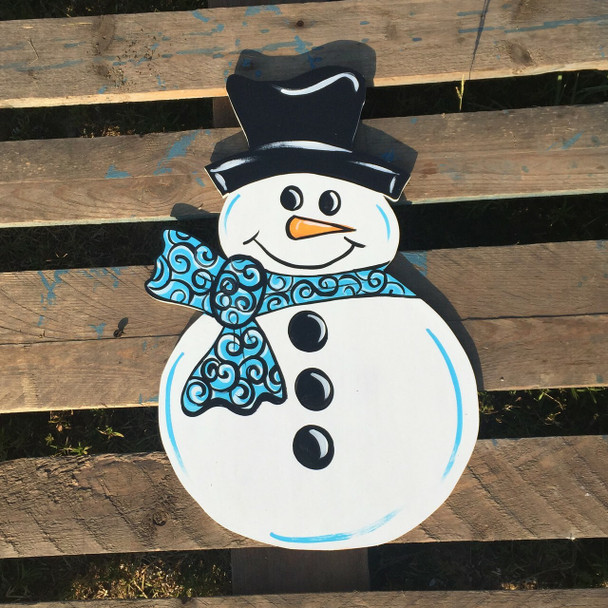 Snowman with Scarf Unfinished Cutout, Wooden Shape, Paintable Wooden