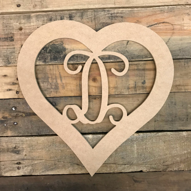 Heart Framed Monogram Letter Unfinished DIY Craft