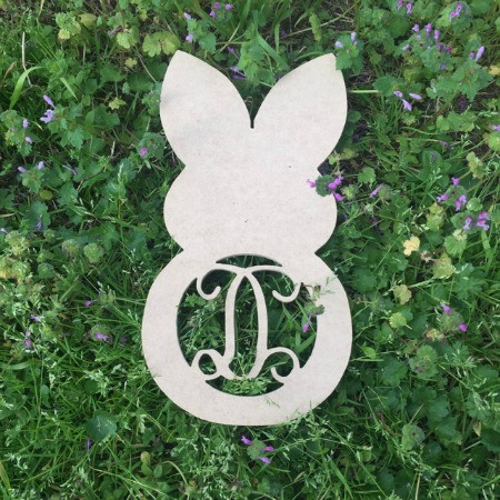 Snow Bunny Monogram Letter Wooden - Unfinished  DIY Craft