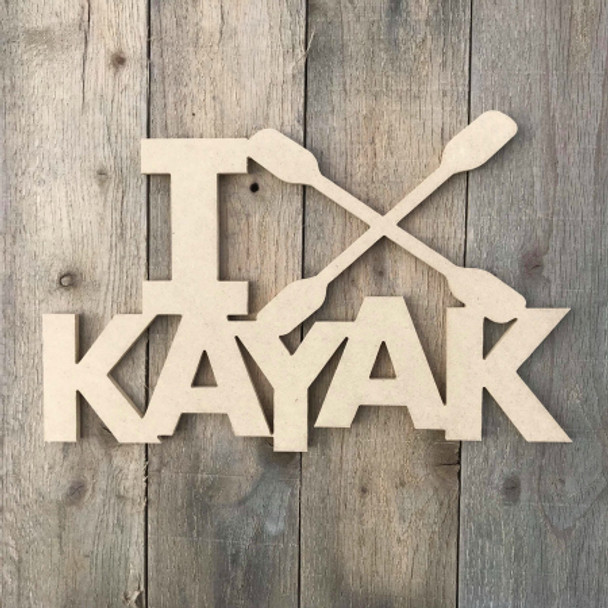 I Love Kayak Wooden Unfinished Sport Shape Wood Craft