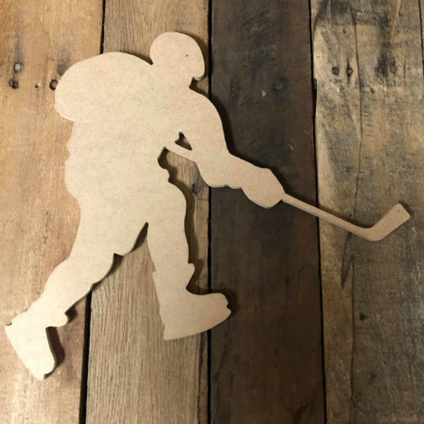 Hockey Player 3 Unfinished Cutout Wooden Shape