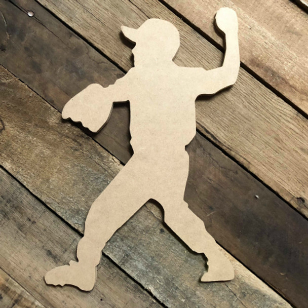 Tee Ball Player Throwing Ball  Unfinished Wooden Decor Wood Cutout MDF