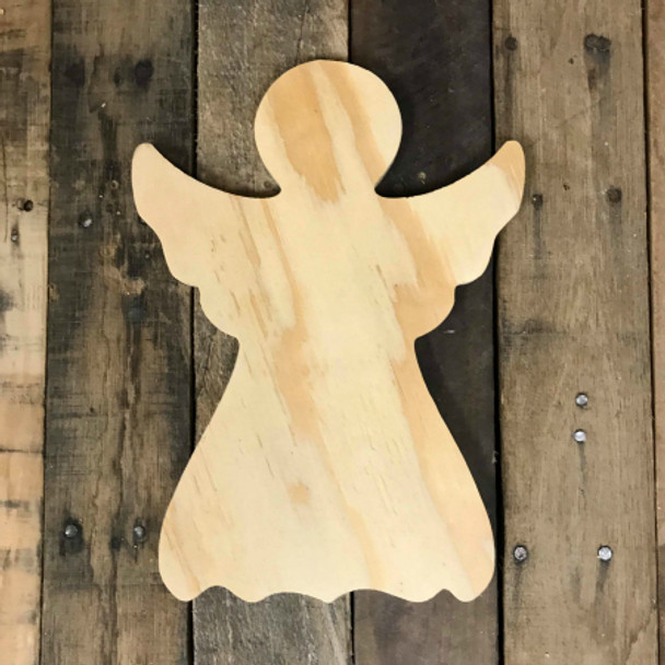 Wooden Pine Shape, Angel, Unpainted Wood Cutout Craft