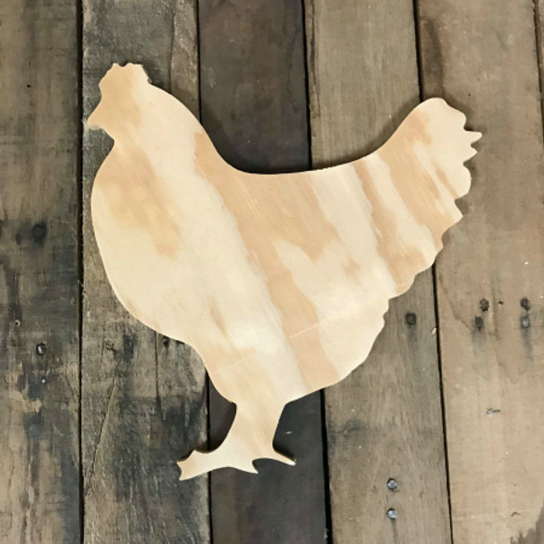 Wooden Pine Shape, Chicken, Unpainted Wood Cutout Craft