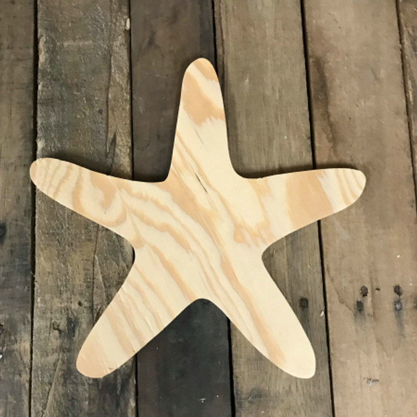 Wooden Pine Shape, Star Fish, Unpainted Wood Cutout Craft