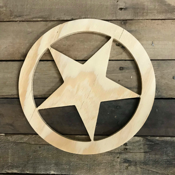 Wood Pine Shape, Texas Star, Unpainted Wood Cutout Craft