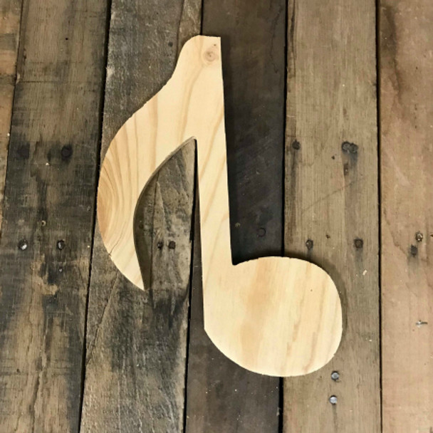 Wood Pine Shape, Eighth Note,  Unpainted Wood Cutout Craft