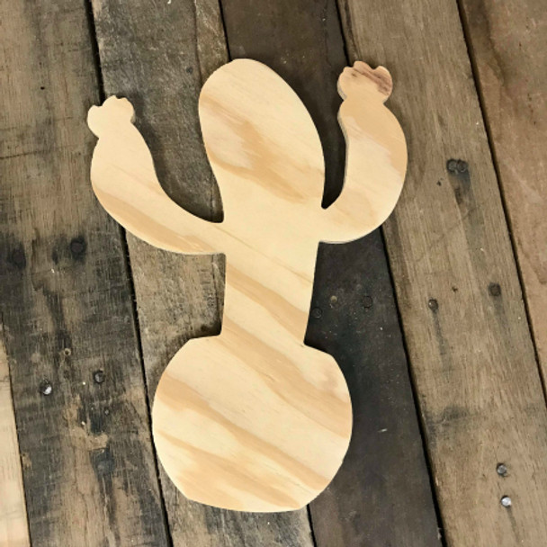 Wood Pine Shape, Cactus 2, Unpainted Wooden Cutout