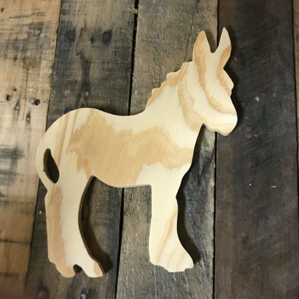 Wood Pine Shape, Donkey, Unpainted Wooden Cutout DIY