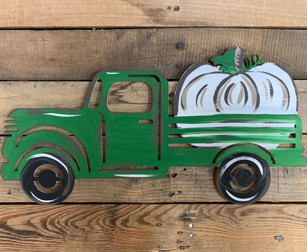 Truck with Pumpkin Cutout Unfinished Wooden Fall Cutout Craft