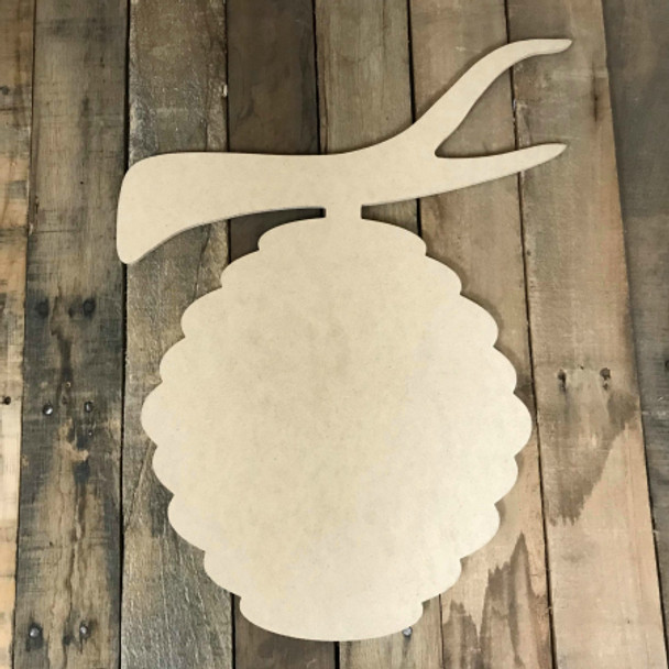 Beehive on Limb, Unfinished Wood Shape, Holiday Cutout