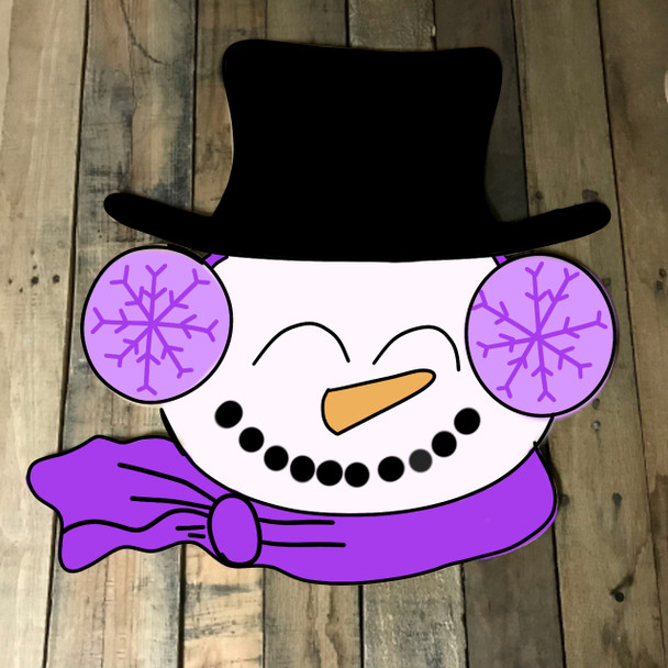 Snowman with Earmuffs, Craft Unfinished Wood Shape, Wood Cutout