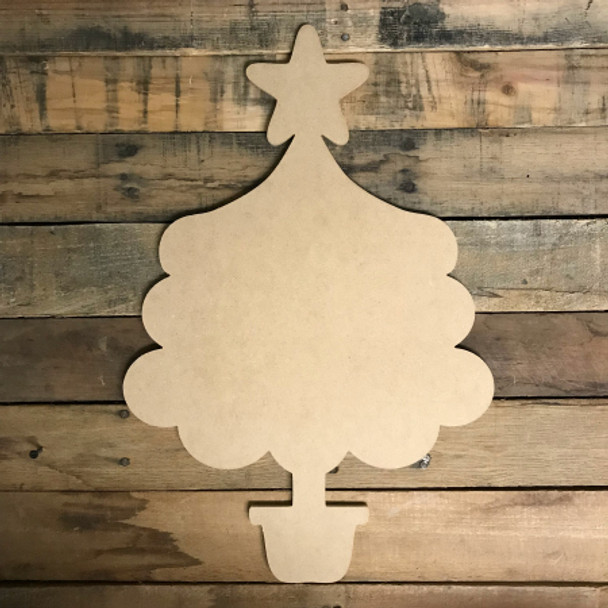 Christmas Tree with Star and Stand, Craft Unfinished Wood Shap