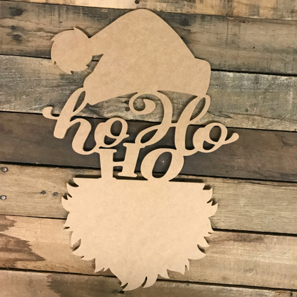 Ho Ho Ho Santa Head Wood DIY (MDF) Cutout - Unfinished DIY Craft