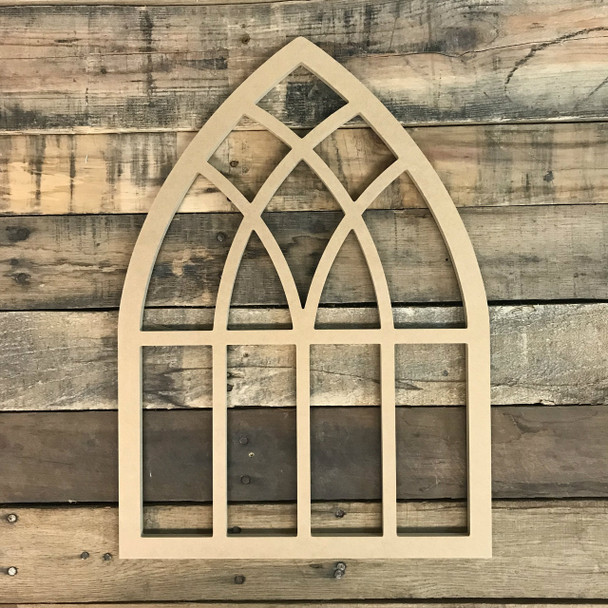 Cathedral Arch Window Decor, Unfinished Wooden Cutout Craft