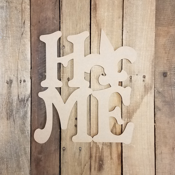 Home with Fleur De Lis Sign Wall Art Wooden DIY Craft MDF