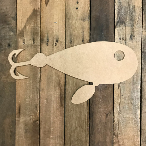 Single Hook Spoon Fishing Lure Shape, Unfinished Wooden Cutout