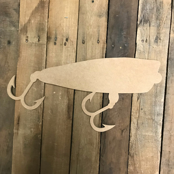 Popper Fishing Lure Shape, Unfinished Wooden Cutout