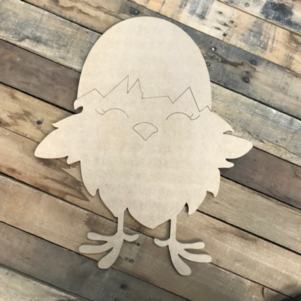 Chick in Half a Egg DIY, Unfinished Wooden Cutout Craft, Paint by Line