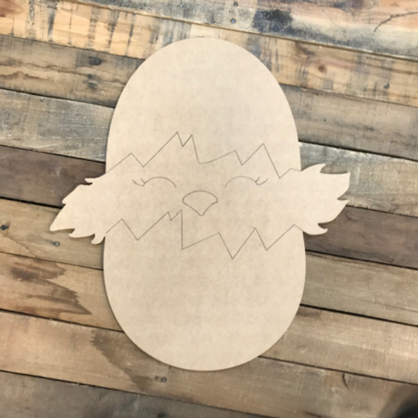 Chick in Egg DIY, Unfinished Wooden Cutout Craft, Paint by Line