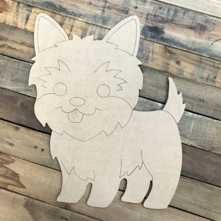 Yorkie 2 DIY, Unfinished Wooden, Paint by Line