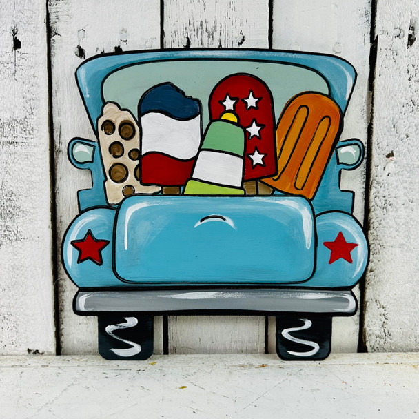 Popsicle Truck DIY, Unfinished Wood Cutout, Paint by Line