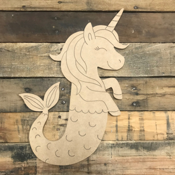 Unicorn Seahorse, Unfinished Wooden Cutout Craft, Paint by Line