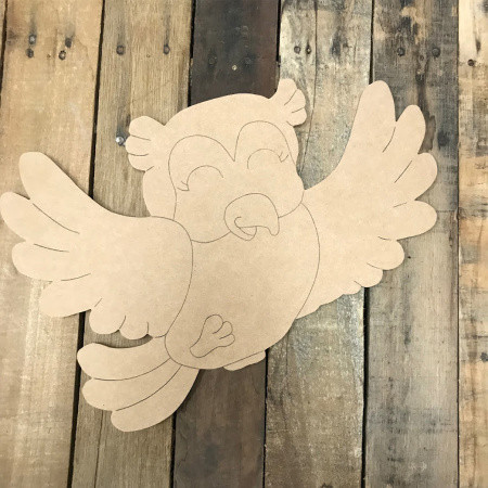 Owl, Unfinished Wooden Cutout Craft, Paint by Line