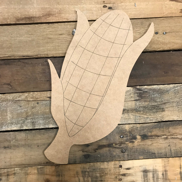 Corn on Cob, Unfinished Wooden Cutout Craft, Paint by Line